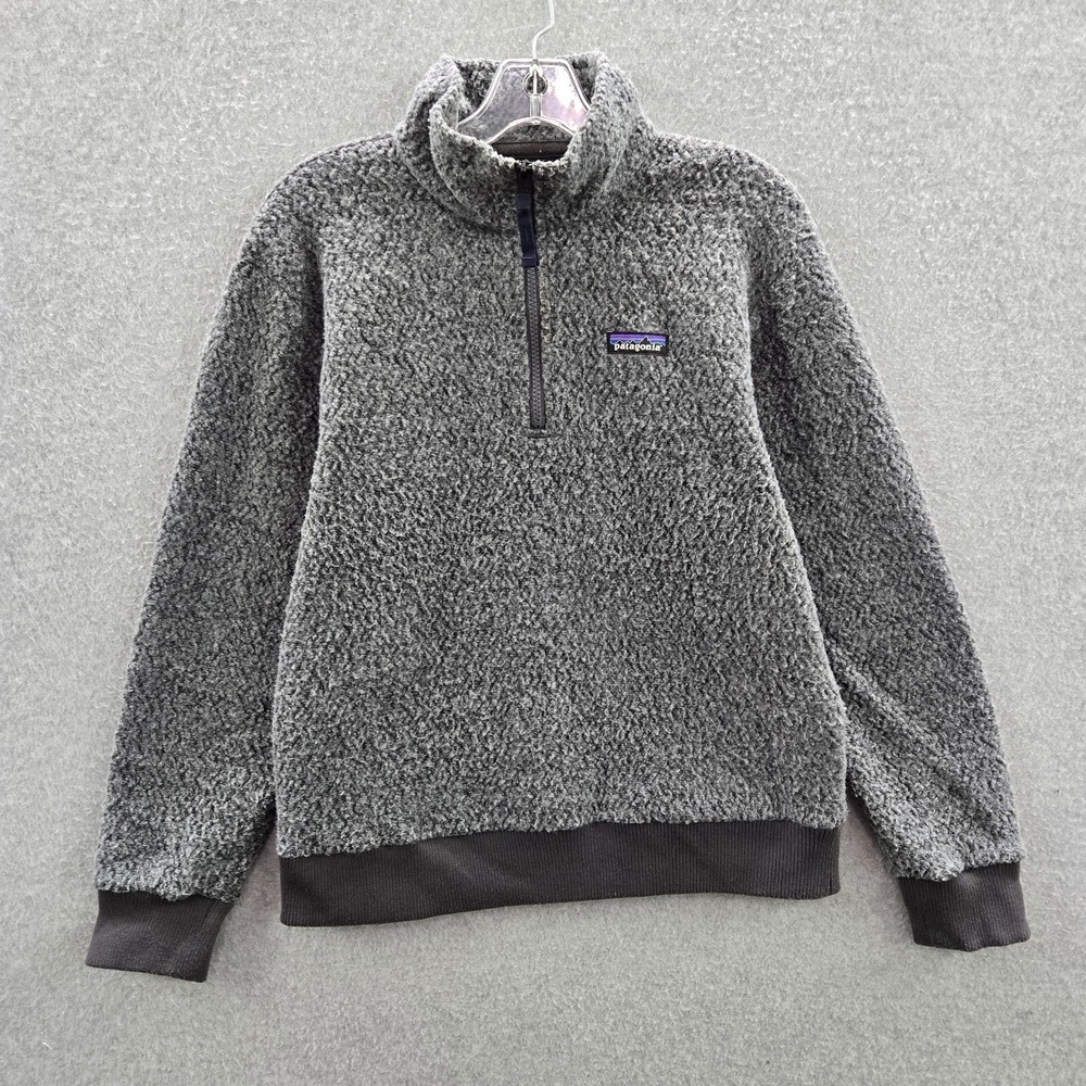 Patagonia Women Jacket Small Gray Woolyester Fleece 1/4 Zip Long Sleeve